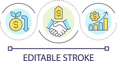 winstgevend transactie lus concept icoon. voorraad markt analyses. financieel trends. slim investering abstract idee dun lijn illustratie. geïsoleerd schets tekening. bewerkbare beroerte vector