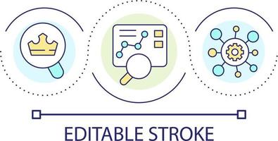 markt gegevens analyse lus concept icoon. Onderzoek financieel informatie. geslaagd bedrijf strategie abstract idee dun lijn illustratie. geïsoleerd schets tekening. bewerkbare beroerte vector