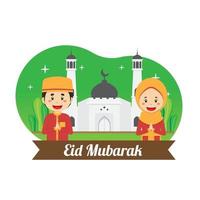 eid mubarak achtergrond met karakter vector