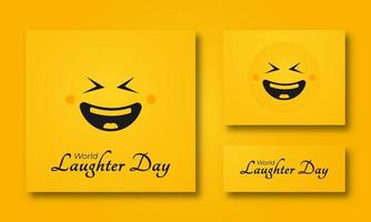 wereld gelach dag groet kaart banier voor achtergrond met smiley emoticon illustratie vector