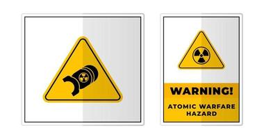 atomair oorlogvoering risico geel waarschuwing teken etiket symbool vector illustratie