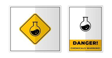 Gevaar Chemicaliën waarschuwing teken etiket symbool icoon vector illustratie