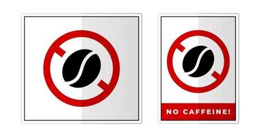 Nee cafeïne teken etiket symbool icoon vector illustratie