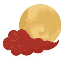 maan en Chinese wolk vector