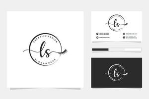 eerste ls vrouwelijk logo collecties en bedrijf kaart templat premie vector