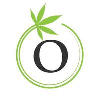 hennep marihuana logo Aan brief O concept voor Gezondheid en medisch therapie. marihuana, hennep teken sjabloon vector