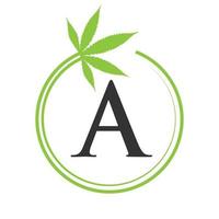 hennep marihuana logo Aan brief een concept voor Gezondheid en medisch therapie. marihuana, hennep teken sjabloon vector