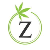 hennep marihuana logo Aan brief z concept voor Gezondheid en medisch therapie. marihuana, hennep teken sjabloon vector