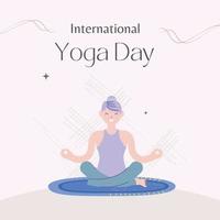 Internationale yoga dag roze achtergrond, Internationale yoga dag-21 juni vector illustratie.