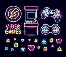 neon video spel items vector
