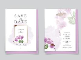 minimalistische bruiloft uitnodiging kaart met orchidee illustratie vector