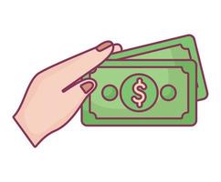 hand- Holding dollars vector