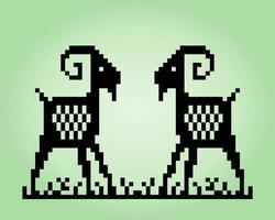 8 bit pixel van tweelinggeit. dierlijke pixel in vectorillustratie. vector