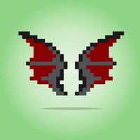 8-bits pixel van drakenvleugels in vectorillustraties voor game-items of kruissteekpatronen vector