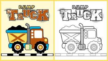 vector tekenfilm van dump vrachtwagen, kleur bladzijde of boek