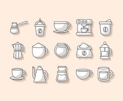 vijftien koffie items vector