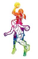 graffiti groep van basketbal Dames spelers vector