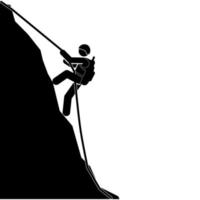 silhouet van een klimmer Aan een klif. vector illustratie