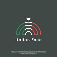 Italiaans voedsel portie pet logo ontwerp illustratie. Italiaans dining Hoes silhouet. traditioneel keuken monogram abstract ontwerp. vector