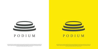 podium logo ontwerp illustratie. retro stijl circulaire podium stadium schaduw silhouet. gemakkelijk vlak negatief ruimte ontwerp. vector