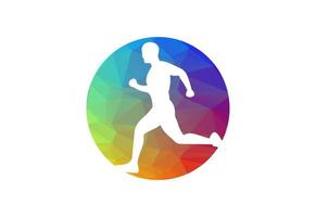 laag poly en rennen Mens logo ontwerp, vector illustratie