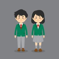 schattig personage dat Japans middelbare schooluniform draagt vector