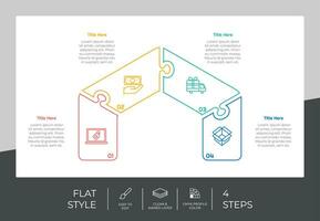 puzzel stap infographic vector ontwerp met 4 stappen kleurrijk stijl voor presentatie doel.lijn stap infographic kan worden gebruikt voor bedrijf en afzet