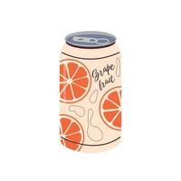 zacht drankje. vector illustratie van aluminium kan van Frisdrank drinken met sappig grapefruit en kleurrijk etiket