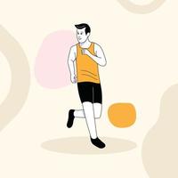 een Mens rennen karakter vector illustratie voor oefening, training, levensstijl, joggen, gezond, sport.