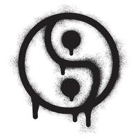 yin yang symbool met zwart verstuiven verf. vector