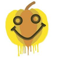 glimlachen pompoenen emoticon geschilderd gebruik makend van een kleurrijk verf borstel vector