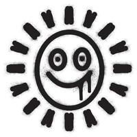 glimlachen zon emoticon graffiti met zwart verstuiven verf vector