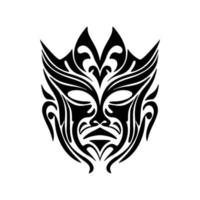 schetsen illustratie beeltenis een polynesisch masker tatoeëren, zwart en wit vector. vector