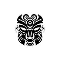 vector illustratie van een polynesisch masker tatoeëren met zwart en wit tonen.