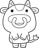 koe dier tekenfilm tekening kawaii anime kleur bladzijde schattig illustratie tekening klem kunst karakter chibi manga grappig vector