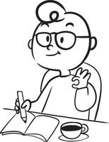 tekenfilm Mens vervelend bril werken tekening kawaii anime kleur bladzijde schattig illustratie clip art karakter chibi manga grappig tekening lijn kunst vrij downloaden vector
