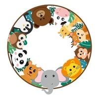 vector schattige jungle dieren in cartoon stijl, wilde dieren, dierentuin ontwerpen voor achtergrond, babykleding. handgetekende karakters