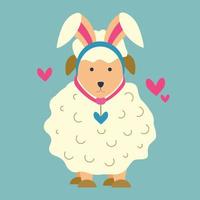 een schapen met oren van een konijn, een haas, Aan de thema van Pasen. vector