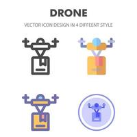 drone icon pack in verschillende stijlen vector