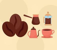 koffie methoden items vector