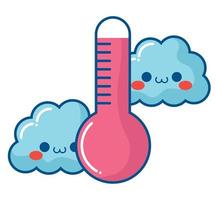 kawaii wolken en thermometer vector