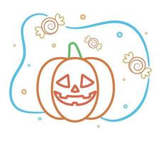 halloween pompoen en snoep vector