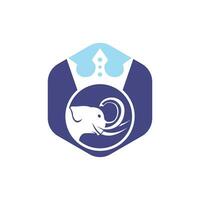 olifant koning vector logo ontwerp. olifant met kroon icoon sjabloon.