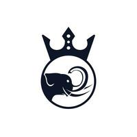olifant koning vector logo ontwerp. olifant met kroon icoon sjabloon.