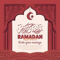 hand getrokken illustratie van ramadan kareem of eid mubarak groet concept op witte achtergrond. vector