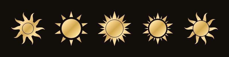 gouden boho hemel- zon icoon logo set. gemakkelijk modern abstract ontwerp voor Sjablonen, afdrukken, web, sociaal media berichten vector