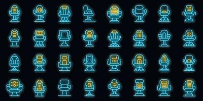 gaming stoel pictogrammen reeks vector neon