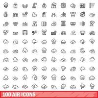 100 lucht pictogrammen set, schets stijl vector