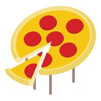 pizzeria icoon isometrische vector. beeld van gesneden pizza met worst en kaas vector