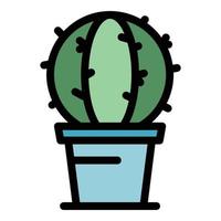 kamer cactus pot icoon vector vlak